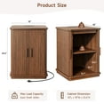 thumbnail image 3 of ONBRILL End Table with Charging Station, Square Side Table with Sliding Door & Storage, Mid-Century Modern Nightstand for Living Room, Bedroom, Walnut(1 Pc), 3 of 9