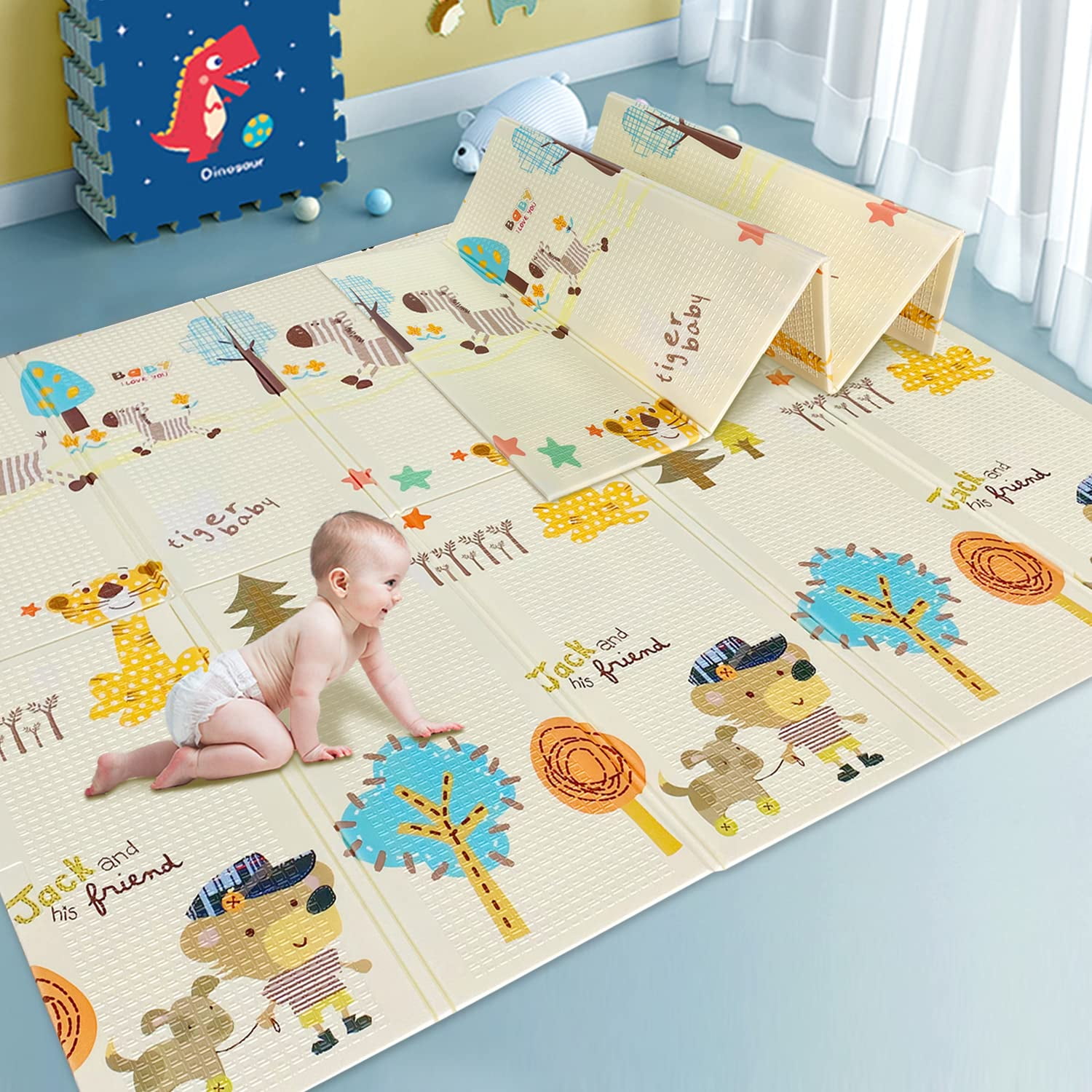 MQIAOHAM 18pcs paw Coffee-Beige Kids Play mat for Baby Floor mats Play-mat Large Children Playing Childs Room Girls Foam P02704G18