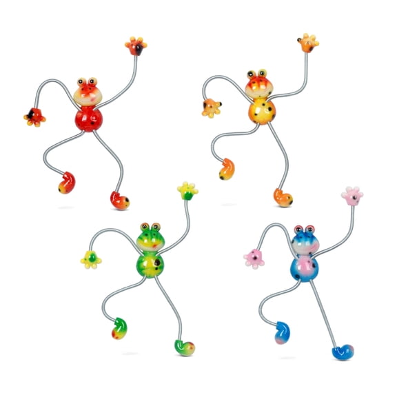 CoTa Global Frog Fridge Magnet Set - Cute Magnets For Refrigerator or Locker, Assorted Colorful Frog Animal Fridge Magnets, Springy Magnetic Decorations for Kitchen Refrigerator Door - 4 Pack