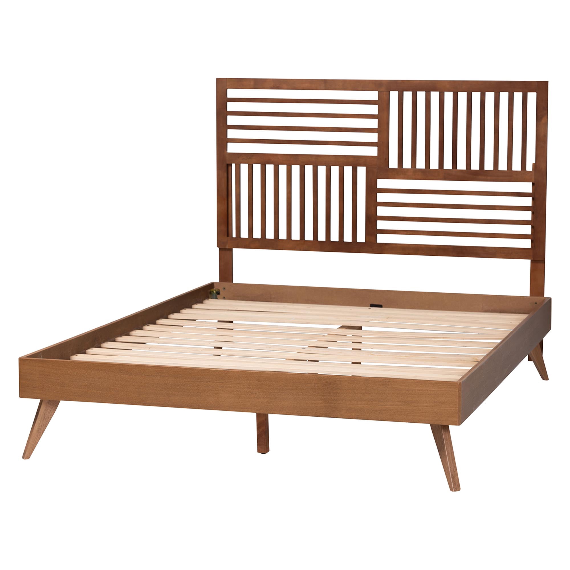 Baxton Studio Gemma Mid-Century Platform Bed, King, Ash Walnut
