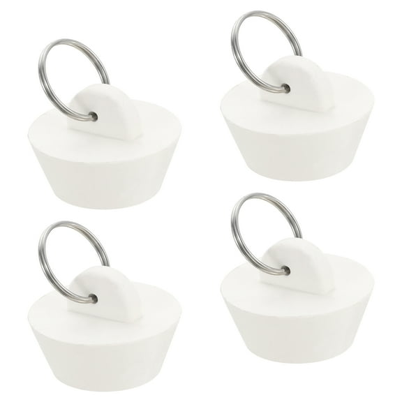 4pack Rubber Drain Stopper with Hanging Ring Fits 1 Inch to 1-3/8 Inch, White