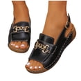thumbnail image 4 of Bkhluea Women Chain Buckle Wedge Ankle Strap Sandals Slip On Comfortable Footwear For Casual Outdoor Party Daily Activities, 4 of 7