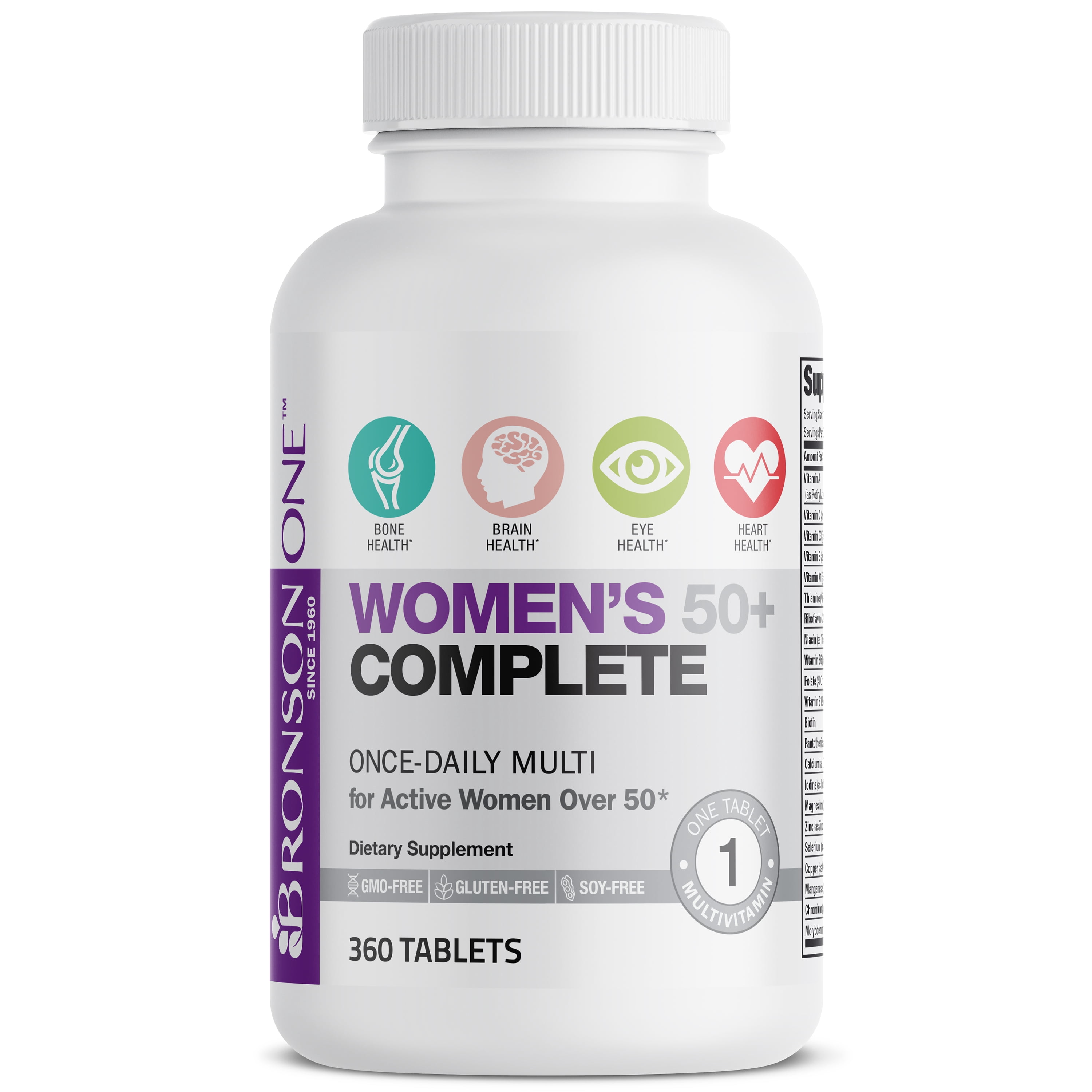Bronson ONE Women's 50+ Complete MultiVitamin MultiMineral, 360 Tablets