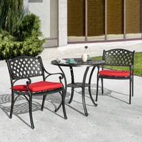 Nuu Garden 3 Piece Aluminum Patio Bistro Set with Cushions, Rust-Resistant Outdoor Patio Bistro Furniture Dining Set, Black&Red