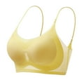 thumbnail image 4 of Summer Nylon,Spandex Sleeveless Workout Athletic Spandex Sports Bras for Women Yellow Activewear Women's Comfortable Sexy Ultra Thin Silk Beautiful Back Seamless Anti Sagging Bra 4XL, 4 of 5