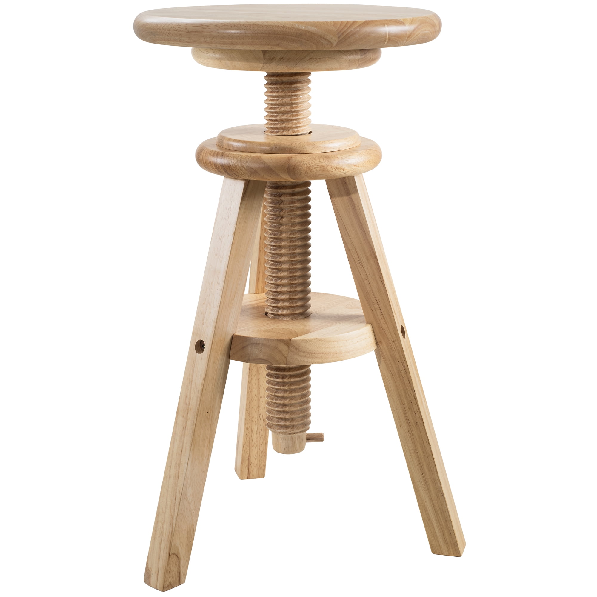 eHemco Swivel Wooden Adjustable Counter Bar Stool, 18.9 to 25.2 Inches Height, Natural