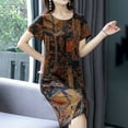 thumbnail image 2 of Ana Casual Dress Women Retro plus size print short-sleeved skirt loose mother wear, 2 of 9
