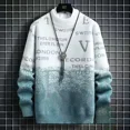 thumbnail image 3 of Suéteres de punto para hombre, jersey de manga larga con colores contrastantes, jerséis gruesos de estilo coreano para hombre, prendas de punto para otoño e invierno, 3 of 5