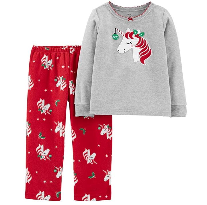 New Carter's 2-Piece Unicorn Striped Fleece 2-Piece Pajama Set 6 7 8 10 12