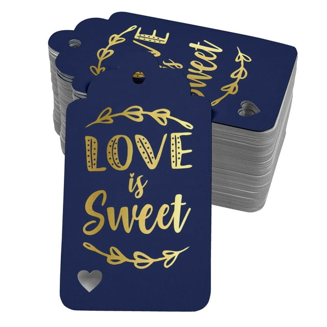 Inkdotpot Real Gold Foil Love Is Sweet Wedding Tags Favor Hang Paper Tags 50 Pack