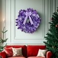 thumbnail image 4 of 15.7 Inch Artificial Christmas Wreath for Front Door Purple Flocked Xmas Wreath with Balls and Ribbon Bow Christmas Hanging Decorations for Wall Indoor Outdoor Home Window Decor, 4 of 7