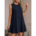 thumbnail image 4 of Womens Cute Dress A-Line Round Neck Dress Sleeveless Navy Blue S, 4 of 6