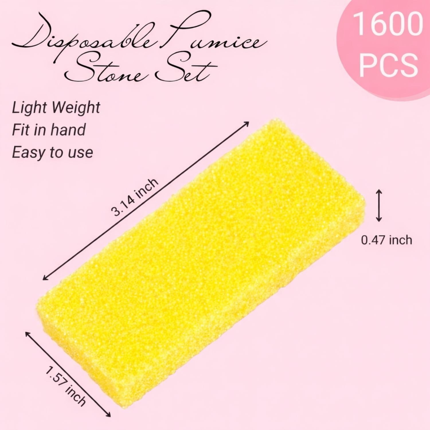 TP Plastic Disposable Foot Scrubber Sponge Pads Pedicure Pumice Stone for Feet Callus Remover Medium Coarse Yellow 1600Pcs