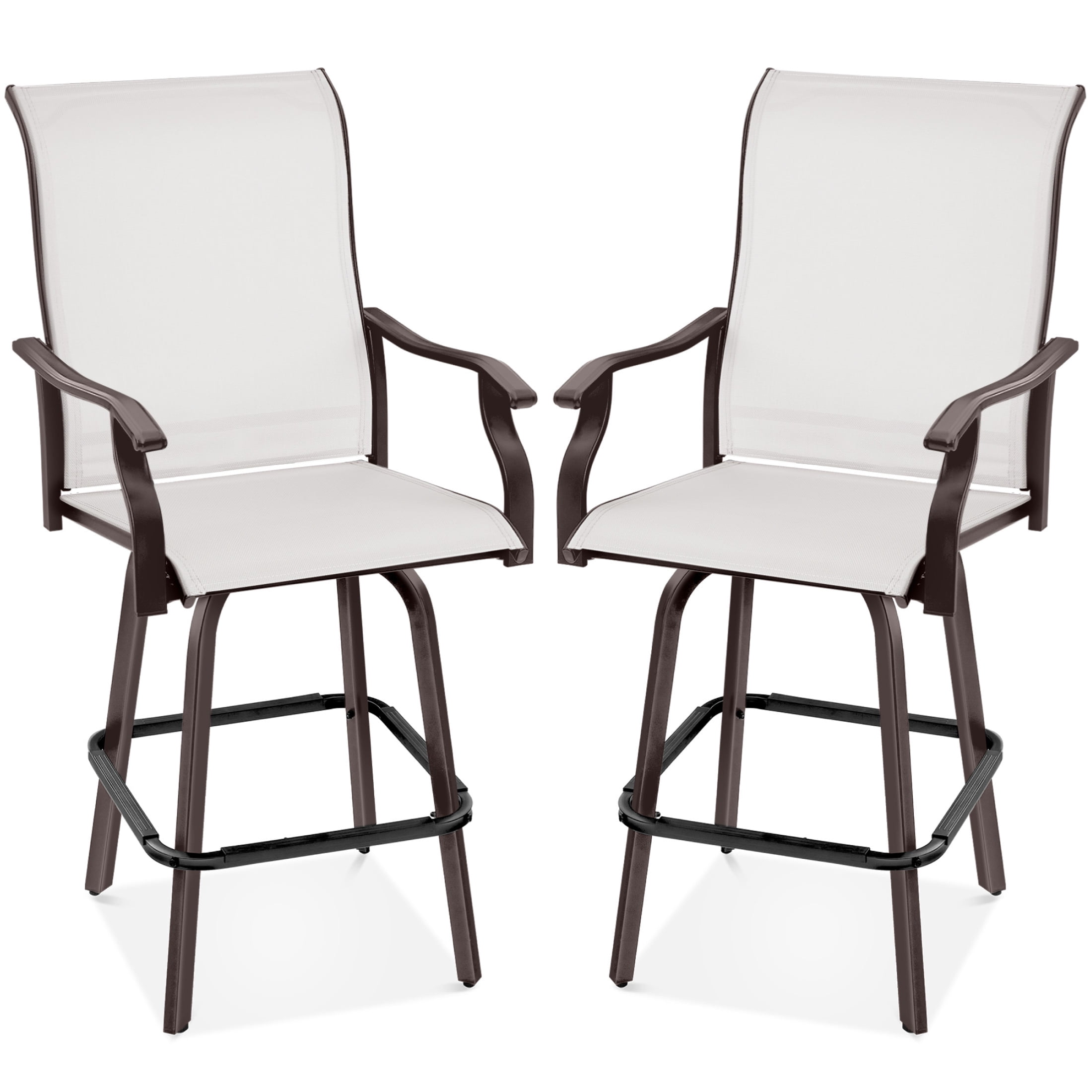 Best Choice Products Set of 2 Outdoor Swivel Bar Stools, Patio Barstool