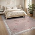 thumbnail image 3 of ODIKA 8'x10' Washable Area Rug Frame Border Dainty Polka Dot Cute Motif Wreath Centerpiece Playful for Living Room, Under Sectional, Family , Durable, Non-Slip, 3 of 7