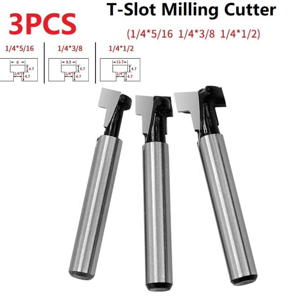 3pcs New 1/4" Shank Keyhole T-Slot Router Bit Woodworking Cutter for 3/8" 5/16" 