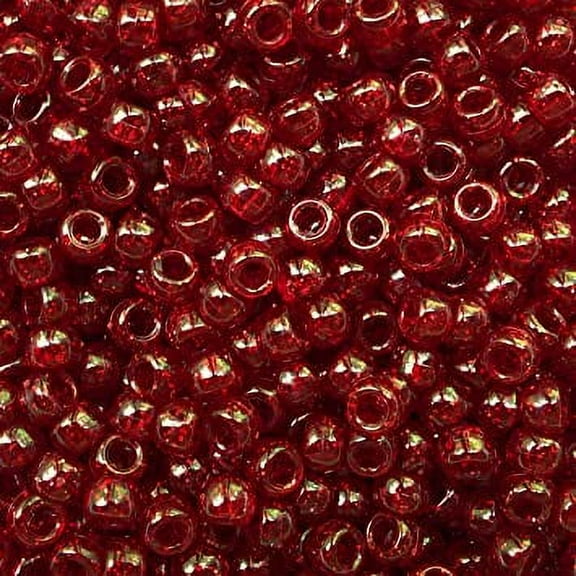 Pony Beads Red Garnet Glitter Sparkle Crow Beads Made in USA 6x9mm Large Hole