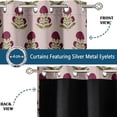 thumbnail image 3 of Vargottam Room Darkening Curtains - Blossom Pattern, Set of 2 Panels, 52" x 72" - Grommet-Top Blackout Window/Door Drapes for Bedroom, Nursery & Living Room - Red, 3 of 9
