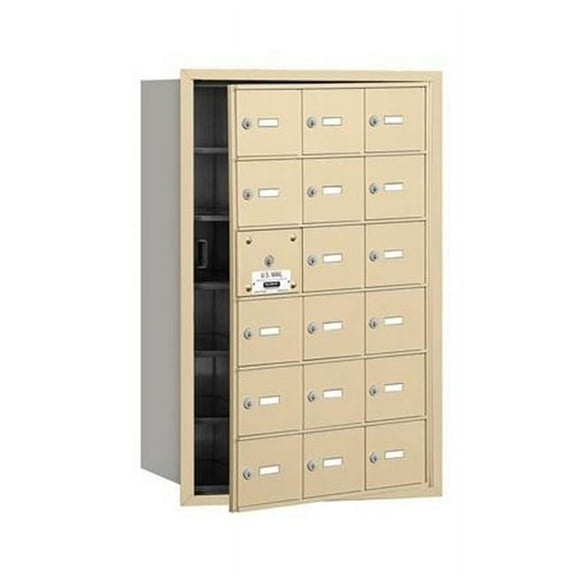 Salsbury 3618SFP Salsbury 4Bplus Horizontal Mailbox Includes Master Commercial Lock - 18 A Doors - 17 Usable - Sandstone - Front Loading - Private Access