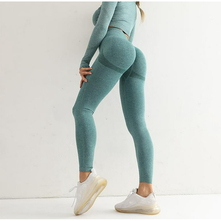 Xinqinghao Yoga Leggings For Women Women High Waist Workout Gym Seamless  Leggings Yoga Pants Tights Women Yoga Pants Green L