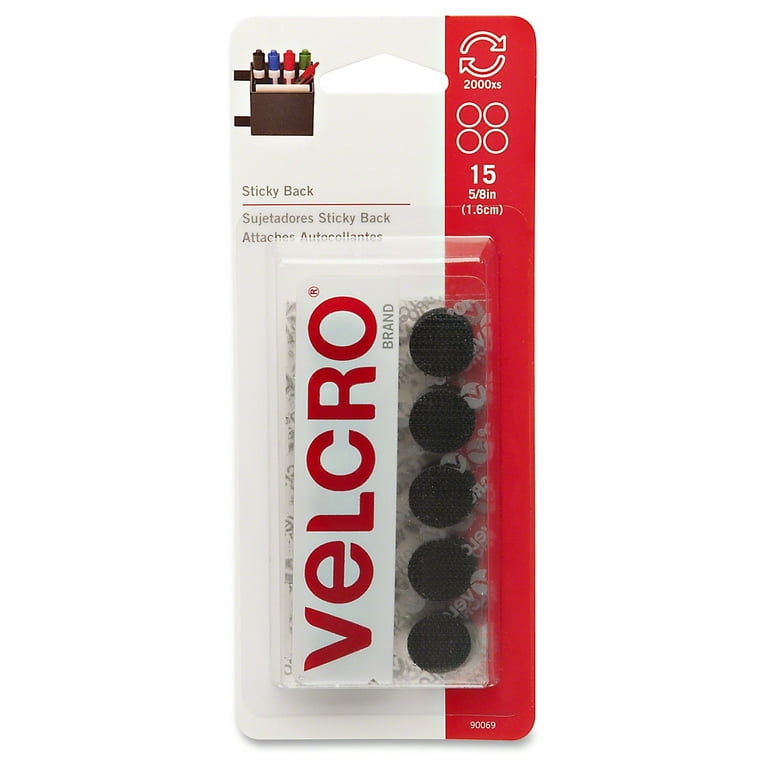 VELCRO Brand Dots with Adhesive  Sticky Back Round Hook and Loop Closures  for Organizing, Arts and Crafts, School Projects, 5/8in Circles Black 15 ct  