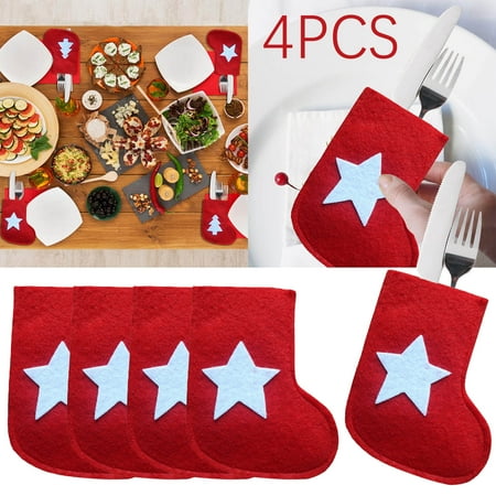 

NAZISHW Clearance 4 Pieces For A Set Of Christmas Socks Christmas Tree Christmas Socks Cutlery Bag Dining Table Decoration Party Decoration Cutlery Set Christmas Village Display