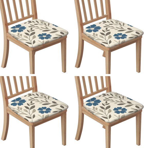 Pioneer Flower Seat Covers for Dining Room Chairs Set Of 4,Stretch Printed Washable Chair Seat Cover with Elastic Ties and Button,Removable Waterproof Couch Cushion Covers