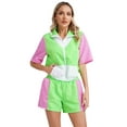 thumbnail image 6 of Haitryli Women's 80s Tracksuit Retro Outfits 2 Piece Zipper Front Jacket with Loose Shorts Fluorescent Green L, 6 of 7