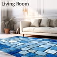 thumbnail image 2 of ODIKA 5'x7' Machine Washable Non-Slip Area Rug, Natural Stone Design Boho Waterproof Indoor High Traffic Rug, Blue, 60039, 2 of 7