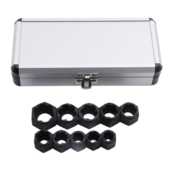 Riousery 10pcs High-grade Broken Nut Bolt Extractor Set, Heavy-Duty Socket Hex Nut Removal Tool, Alloy Steel Stripped Nut Breaks Bolt Extractor Kit (6.69 inches / 17.0 cm)