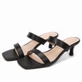 thumbnail image 2 of Pennysue Women Square Toe Low Heel Sandals Cushioned Slip On Two Strap Heeled Sandals for Wedding Working Partying, 2 of 7