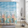 thumbnail image 4 of Summer Beach Shower Curtains for Bathroom, Blue Ocean Colorful Coral Shell Seaweed Starfish Sandy Washable Fabric Shower Curtain with Hooks Waterproof Bathroom Decor Sets, 66 x 72 Inches, 4 of 9