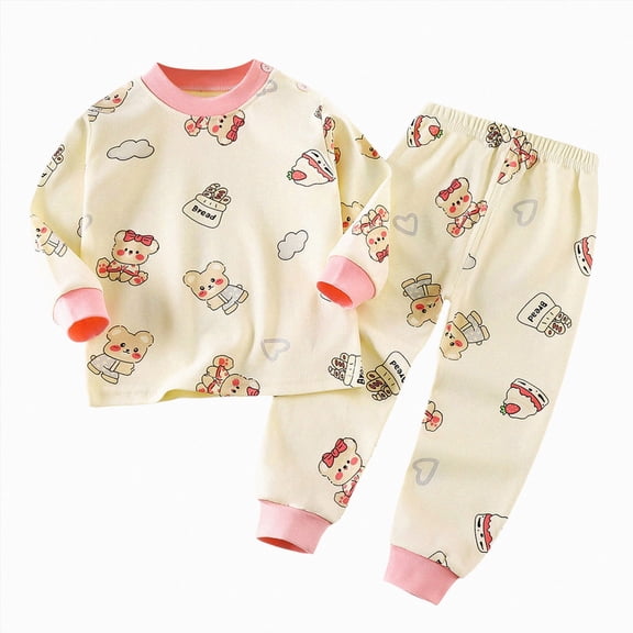 HFHAPW Toddler Baby Girl Boy Outfit Crewneck Long Sleeve Shirt Pullover Tops and Pants 2 Piece Clothes Set Fall Winter