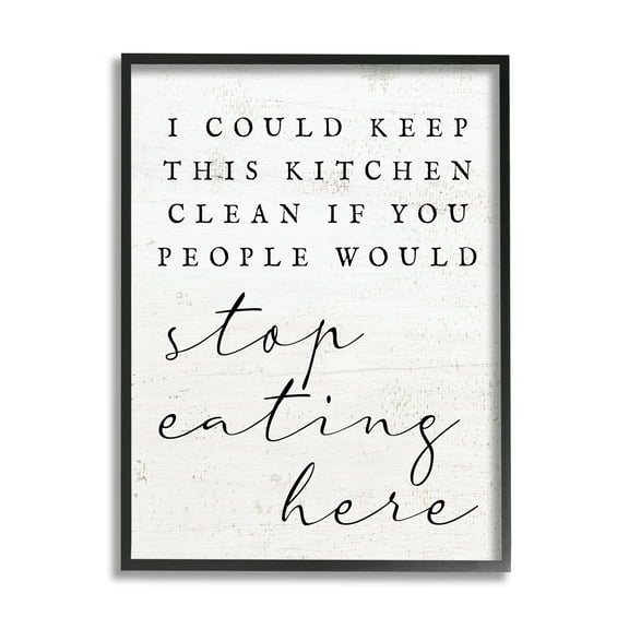 Stupell Keep This Kitchen Clean Funny Phrase Food & Beverage Painting Black Framed Art Print Wall Art