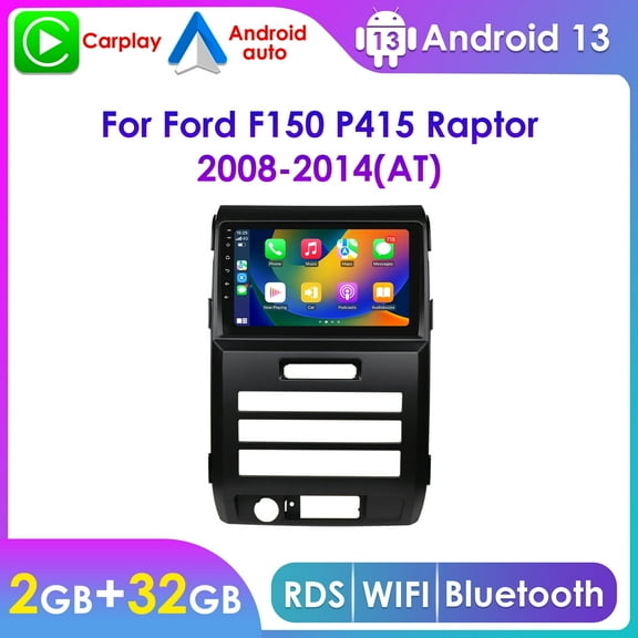 32GB Android 13 Bluetooth Apple Carplay Wifi RDS Car Stereo Radio Head Unit Multimedia GPS Navigation Player For 2008 2009 2010 2011 2012 2014 Ford F150 P415 Raptor With Auto AC