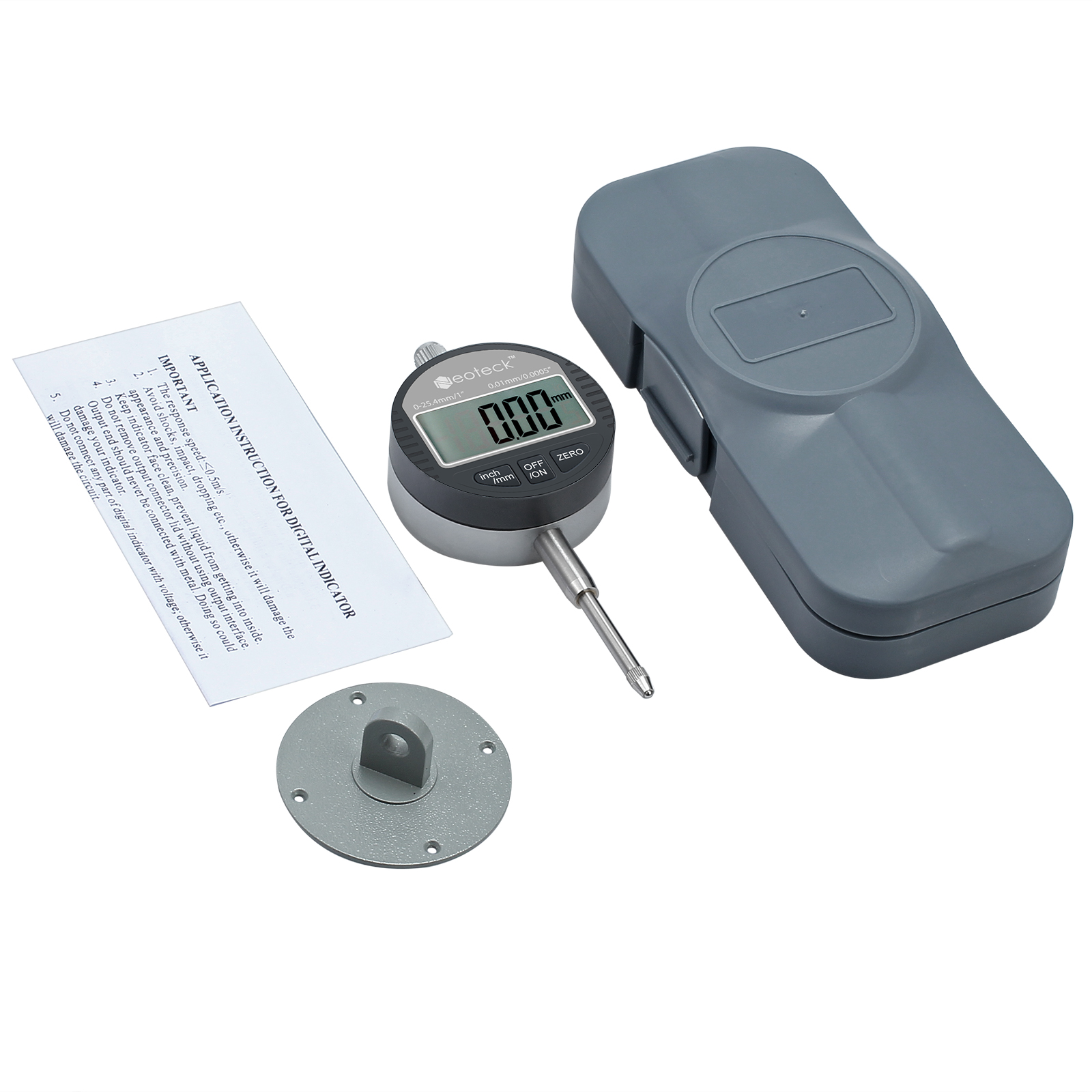 Neoteck 025.4mm/1''Electronic Digital Dial Indicator 0.01mm/0.0005