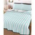 thumbnail image 3 of Quilts Full Size, Thin Aqua Striped Soft Comforter Bedding Set for Bed, Farmhouse Modern Stripes Lightweight Quilted Bedspread with Pillow Cover(2 Pieces) for All Season, 78x90 Inch, 3 of 9