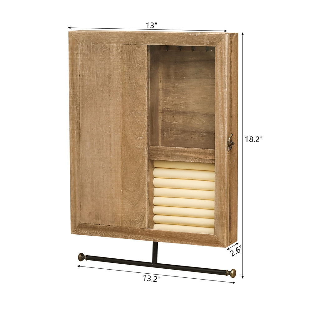 Private Jungle Wooden Jewelry Box With High-Grade Wall Barn Door Decoration, Jewelry Seat For Necklaces, Earrings, Bracelets, Rings - Brown