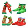 TeeHee Christmas Kids Cotton Fun Crew Socks 4-Pair Pack (9-10 Years, Cat & Dog)