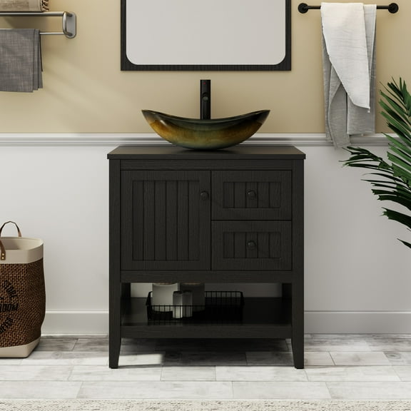 Eclife 30" Freestanding Bathroom Vanity Set with Vessel Sink, Faucet and Drain