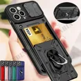 thumbnail image 2 of Case For iPhone 15 14 Pro Max 13 12 Pro Max XR X 8 7 Plus SE Slide Stand Ring Camera Military Grade Card Slot Cover Red iPhone 14 Pro Max, 2 of 6