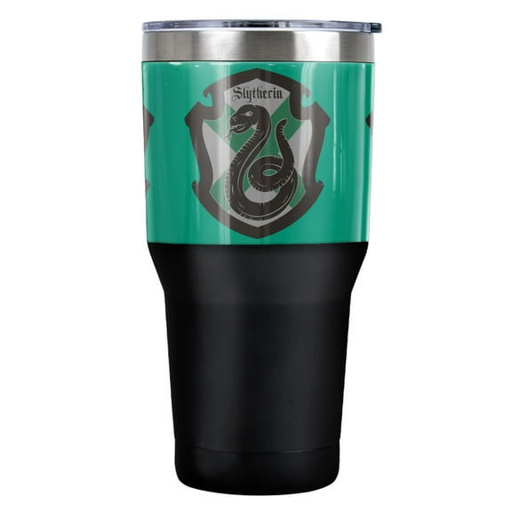 Harry Potter Sytherin Shield Crest Stainless Steel Tumbler 30 oz Coffee Travel Cup, Vacuum Insulated & Double Wall with Leakproof Sliding Lid