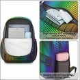 thumbnail image 4 of 17 Inch Lightweight Backpack,PVC Waterproof Oxford Fabric, Ergonomically Designed, with Large Capacity, Vibrant Rainbow Print, 4 of 5
