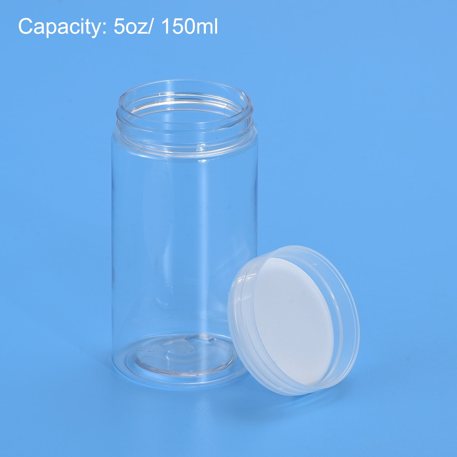 Unique Bargains Round Plastic Screw Top Lid Broad-Mouth Containers 50mm x 97mm 4Pcs