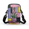 thumbnail image 2 of HELLHERO Potted Plant Geometric Blocks Polyester Women Messenger Bag 2 Zippers Casual Travel Adjustable Strap, 2 of 7