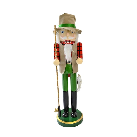 APLVFFZH Christmas Decoration Wooden Nutcracker Collectible Nutcracker Figurine Christmas Fishing