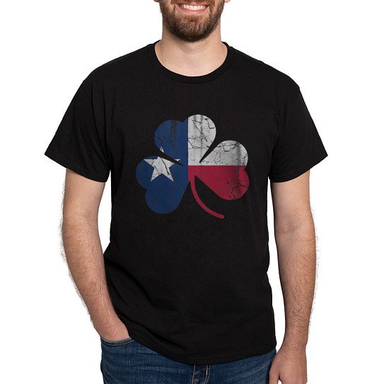 CafePress - Vintage Irish Texas Flag Shamrock T Shirt - Men's Classic Cotton T-Shirts