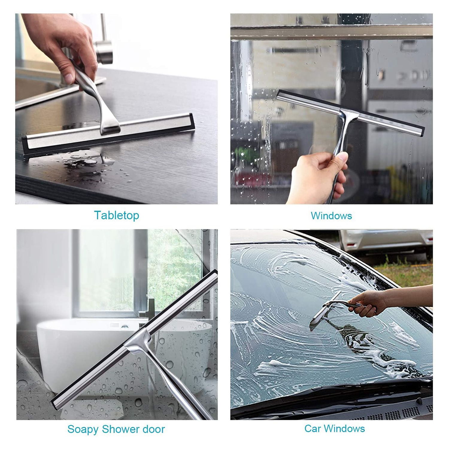 Details about   Uni-Focus Shower Squeegees Stainless Steel with Self Adhesive Hook Window Squ... 