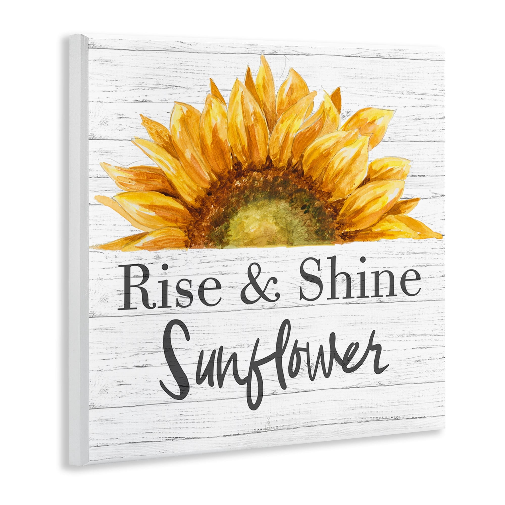 Stupell Industries Rise and Shine Sunflower Yellow Farm Floral Wall Plaque by Patricia Pinto