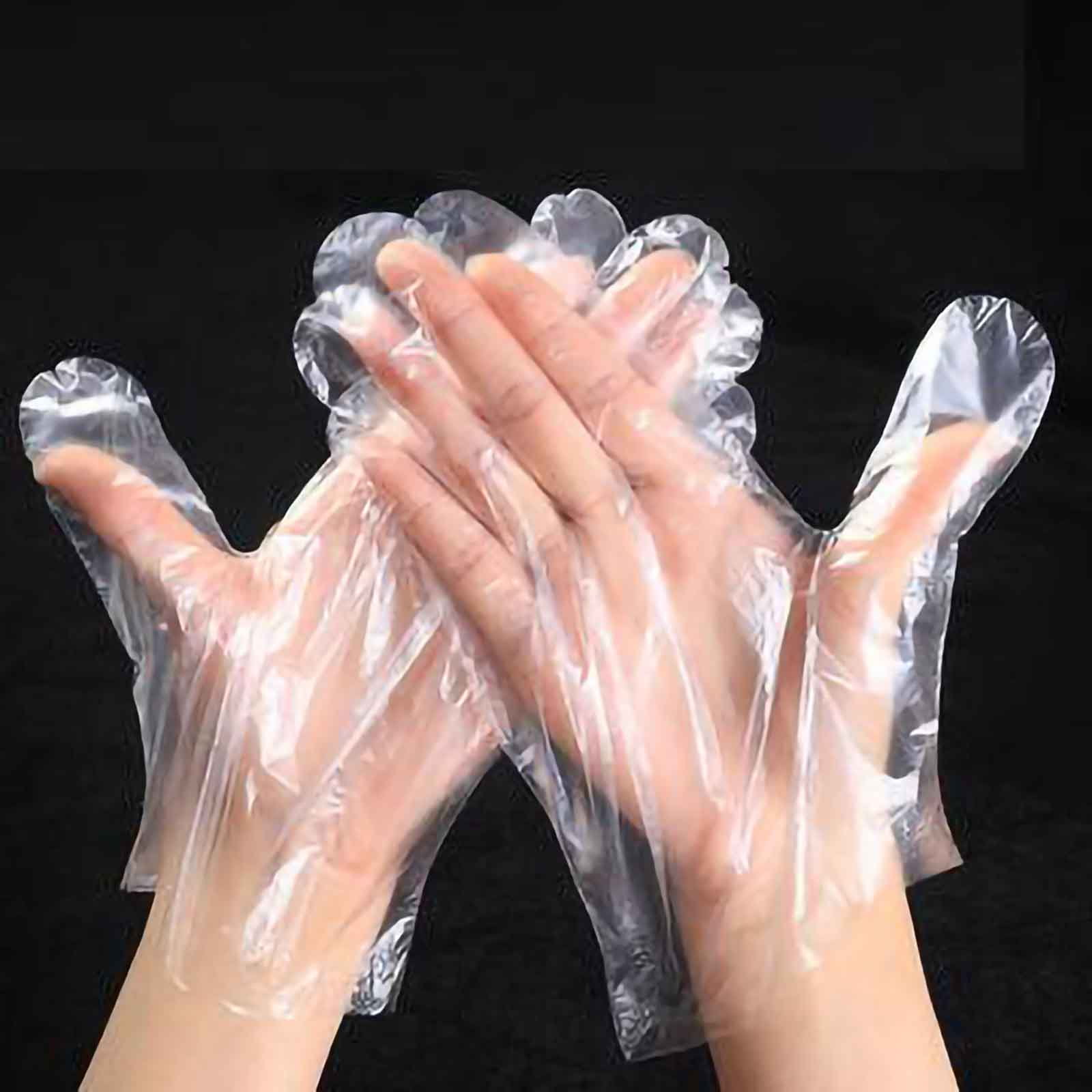 Efavormart Pack of 100 Clear Plastic Disposable Gloves, Powder Free